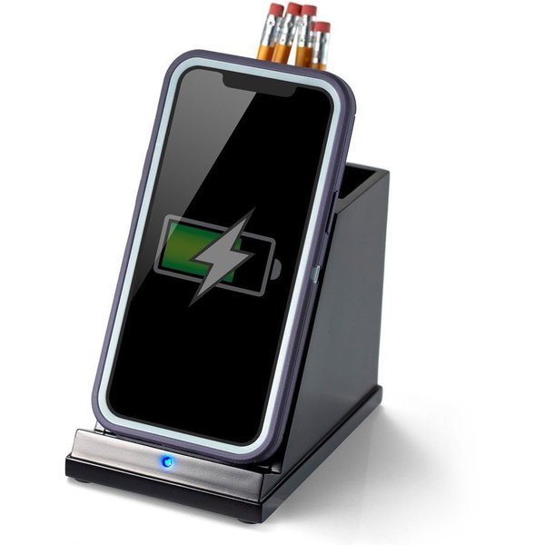 Phone Charger, w/Pencil Cup, Wireless, 4.6"x5.4"x3.7", BK, Victor Technology, Mfr#: VCTCS100