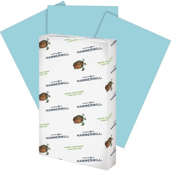 Hammermill Colored Paper, 20lb Blue Copy Paper, 8.5x14, 1 Ream, 500 Sheets, Hammermill, Mfr#: HAM103317
