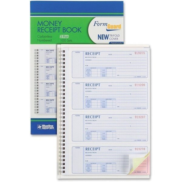 Book, Money Rceipt, 3Pt, Wht, Rediform, Mfr#: RED8L808R