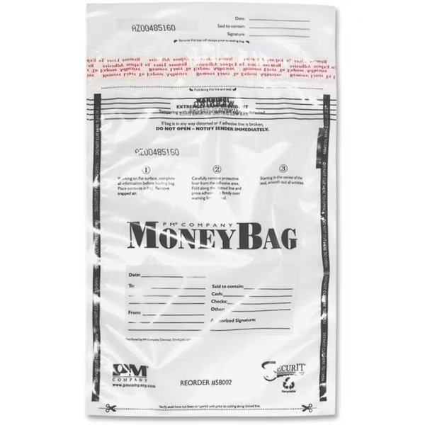 Disposable Money Bag, Plastic, 9"x12", 100/PK, Clear PK, Iconex, Mfr#: ICX94190069