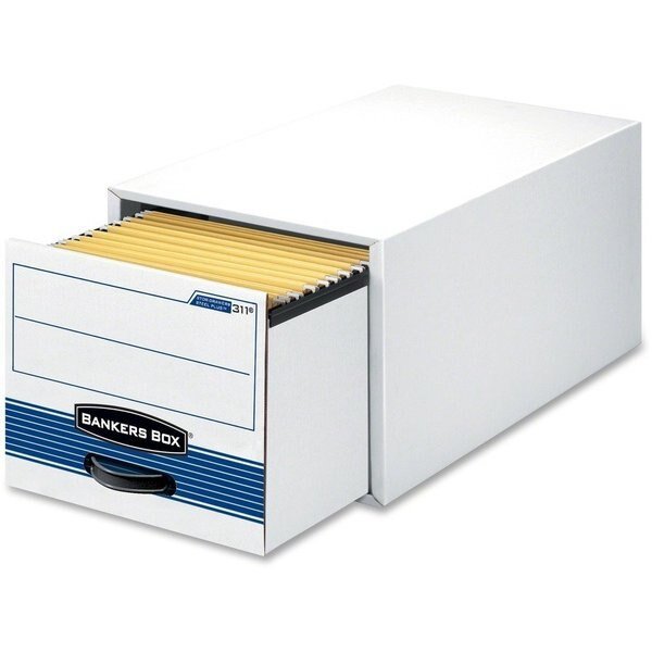 Stor/Drawer File, Ltr, 12-1/2"x23-1/4"x10-3/8", 6/CT, White/BE PK, Bankers Box, Mfr#: FEL00311