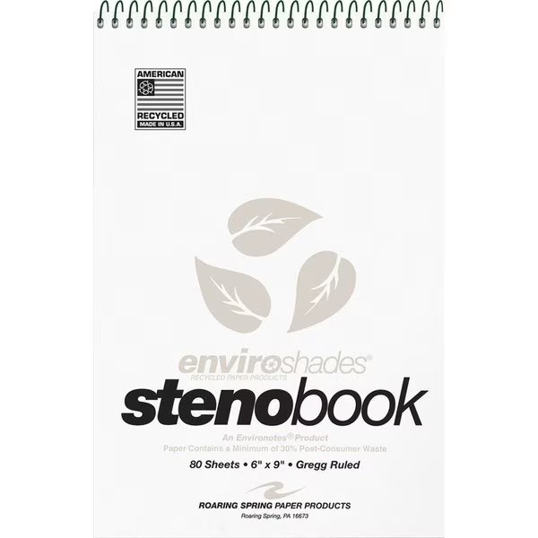 Notebook, Steno, 6X9, Gy Pk, Roaring Spring, Mfr#: ROA12274