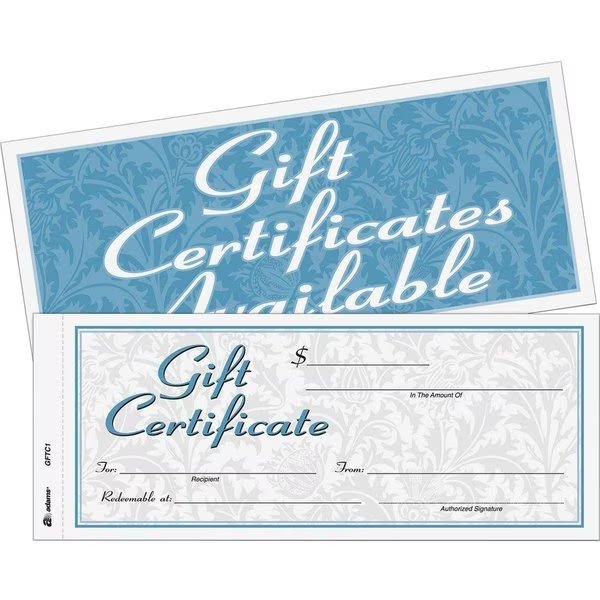 Form, Gift Cert, 25Pk, Adams, Mfr#: ABFGFTC1