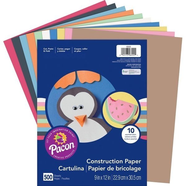 Paper, Constr, 9X12, Ast, 500Sh Pk, Art Street, Mfr#: PACP6555