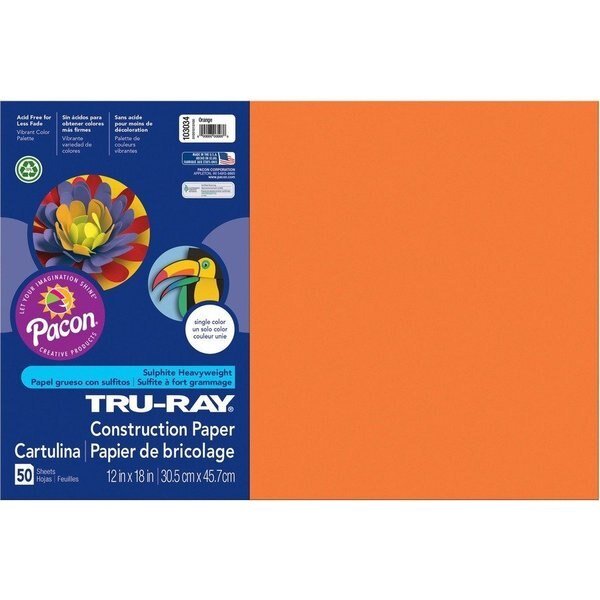 Paper, Const, 12X18, Orng, 50Sh Pk, Tru-Ray, Mfr#: PAC103034