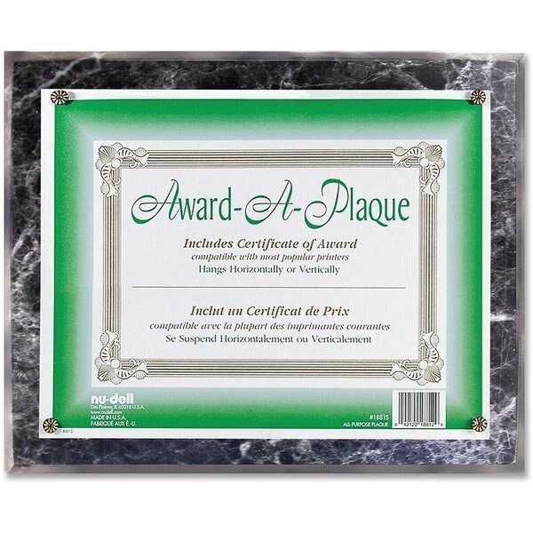 Award Plaques, Horizontal/Vertical, 13"x10-1/2", Black Marble, Nudell, Mfr#: NUD18815M