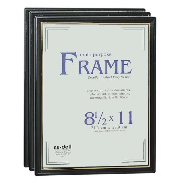 Document Frame, Easy Slide -In Feature, 8-1/2"x11", Black PK, Nudell, Mfr#: NUD11888