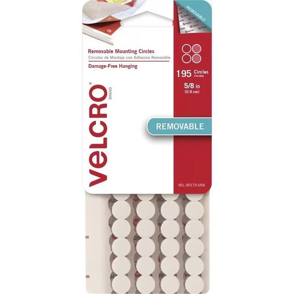 Reclosable Fastener, Disc, 5/8 in, White, 12 PK, Velcro Brand, Mfr#: VEK30173