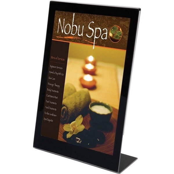 Slanted Standup Sign Holder, Insert 8-1/2"x11", Black, Deflecto, Mfr#: DEF69775