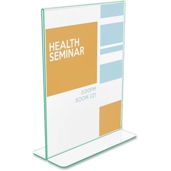 Sign Holder, Side/Bottom Load, 8-1/2"x11", Green Edge, CL, Deflecto, Mfr#: DEF5991790
