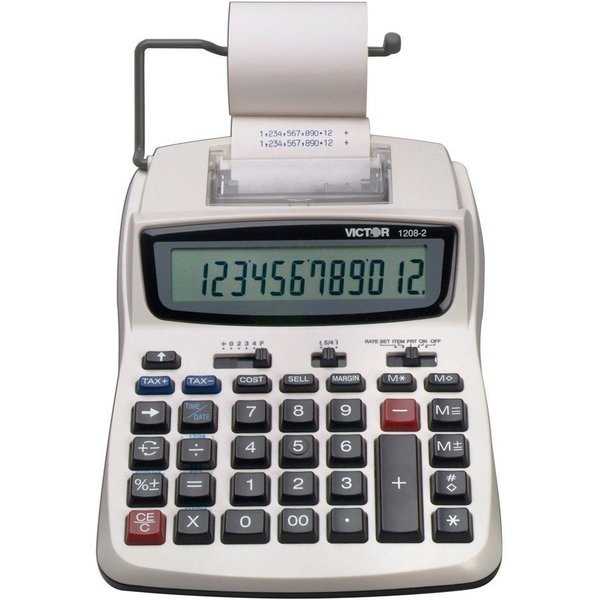 12-Digit Calculator, 2-Color Printing, 6"x8-1/4"x1-3/4", WE, Victor Technology, Mfr#: VCT12082