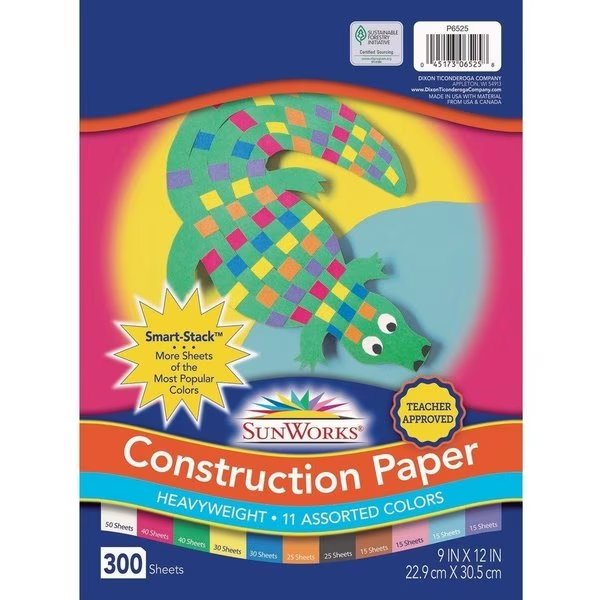 Paper, Constr, 9X12, Ast, 300Sh Pk, Sunworks, Mfr#: PAC6525
