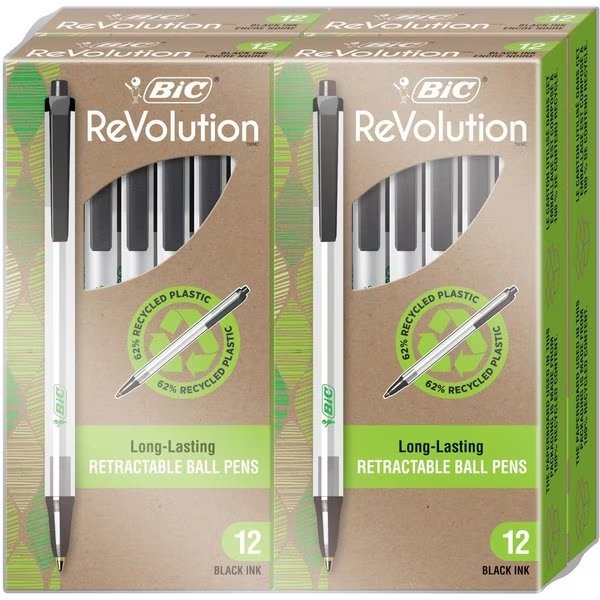 ReVolution Clic Stic Retractable Ballpoint Pen, 48PK, Bic, Mfr#: BICCSEM48BK