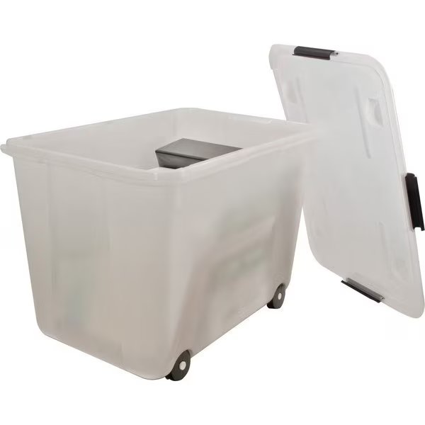 Mobile Storage Box, Clear, 23.8" W, 15.8" H, 15 gal Volume Capacity, Advantus, Mfr#: AVT34009