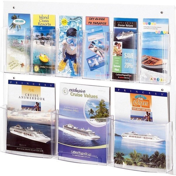 Magazine/Pamphlet Display, 9 Pockets, 28"x3"x23-1/2", Clear, Safco, Mfr#: SAF5666CL