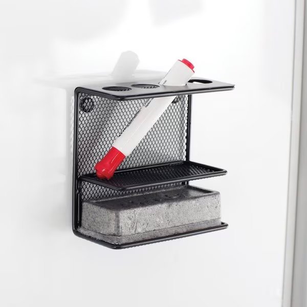Marker Holder w/Shelf, Steel, 5-1/2"x2-1/4"x5-1/4", Black, Onyx, Mfr#: SAF3611BL