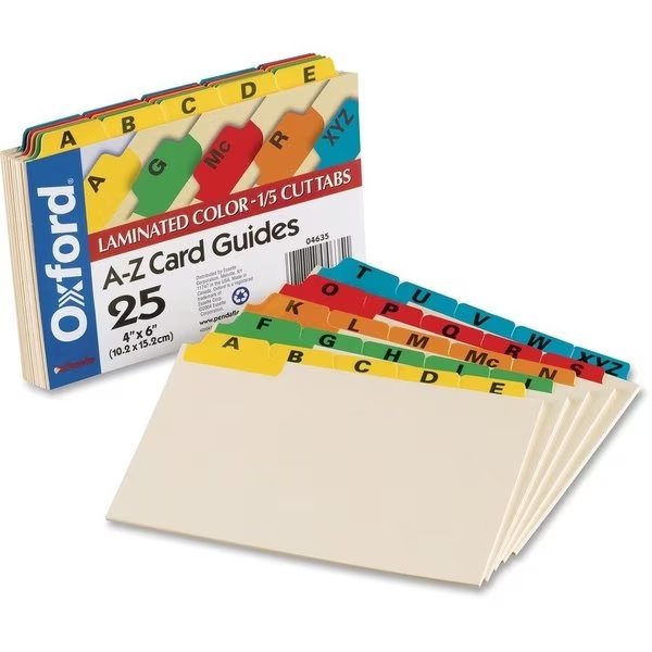 Guide, Card 4X6 A-Z, Ast Pk, Oxford, Mfr#: OXF04635