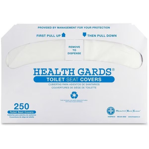 Toilet Seat Covers, 1/2 Fold, White, Hospeco, Mfr#: HOSHG5000