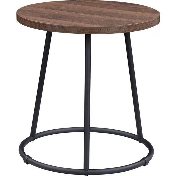 End Table, Round, Steel Base, 19"x19-3/4", Walnut, Lorell, Mfr#: LLR16261
