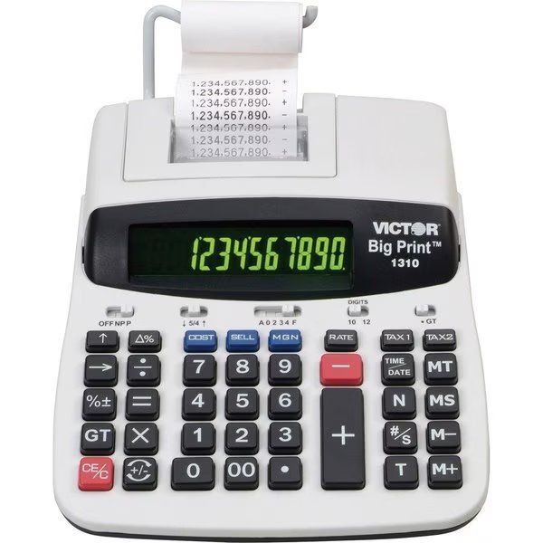 12/10-Digit Calculator, Thermal Printing, 7-3/4"x10"x2-1/2", Victor Technology, Mfr#: VCT1310