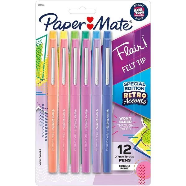 Pen, Flair, Medium Point, 12/PK, Assorted PK, Paper Mate, Mfr#: PAP2097886