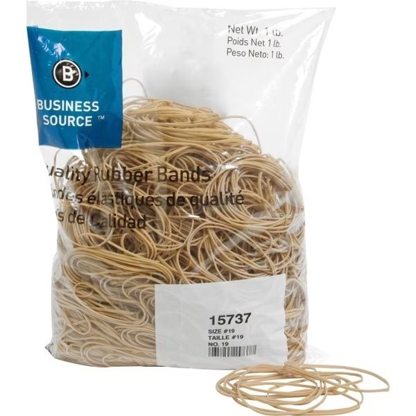 Rubber Bands, Size 19, 1 lb./BG, 3-1/2"x1/16", Natural Crepe PK, Business Source, Mfr#: BSN15737