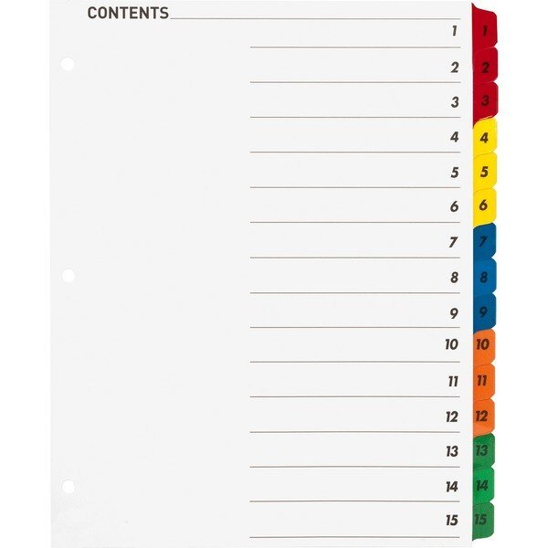 Table of Content Quick Index Dividers Printed Tab(s), PK15, Business Source, Mfr#: 21904