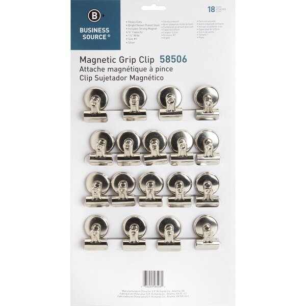 Magnetic Grip Clips Pack No. 1, PK18, Business Source, Mfr#: 58506