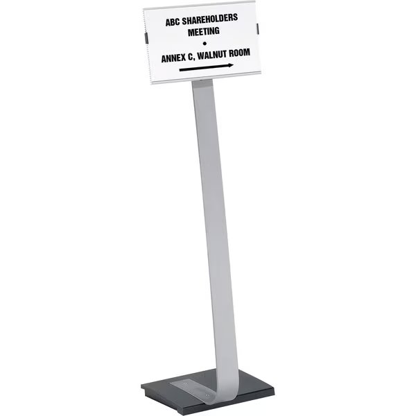 Duo sign Stand, Versatile, 11"x11-1/2"x46-1/2", Black/Aluminum, Durable Office Products, Mfr#: DBL481423