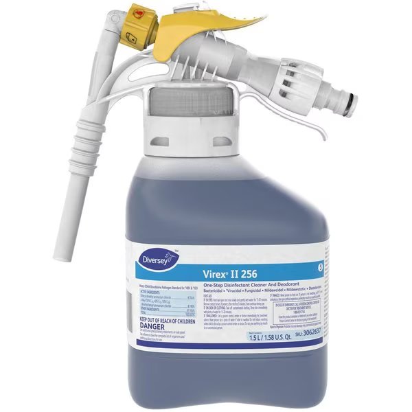 Virex II 1-Step Disinfectant Cleaner, 50.7 fl oz (1.6 quart) Minty, Blue, 2 PK, Diversey, Mfr#: DVO3062637