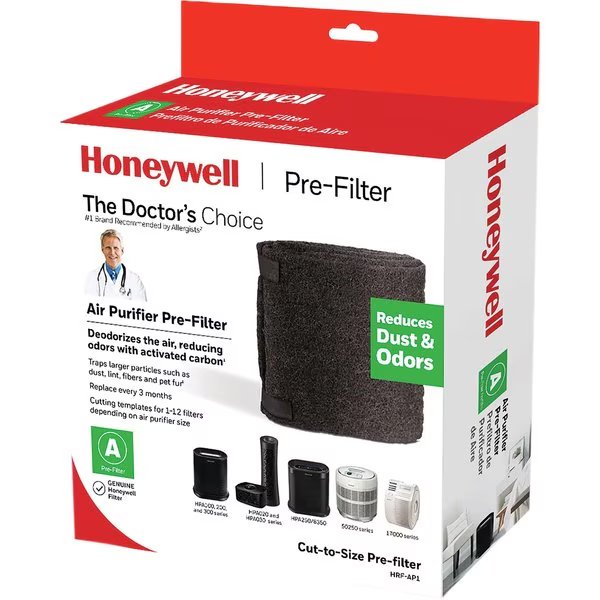 Air Purifier Pre-Filter, Cut-to-Size, 15-1/2"x1/10"x47", BK, Honeywell, Mfr#: HWLHRFAP1V1
