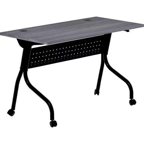 Rectangle Lorell Charcoal Flip Top Training Table, 23.6 X 48 X 29.5, Melamine Top, Charcoal, Lorell, Mfr#: 59489
