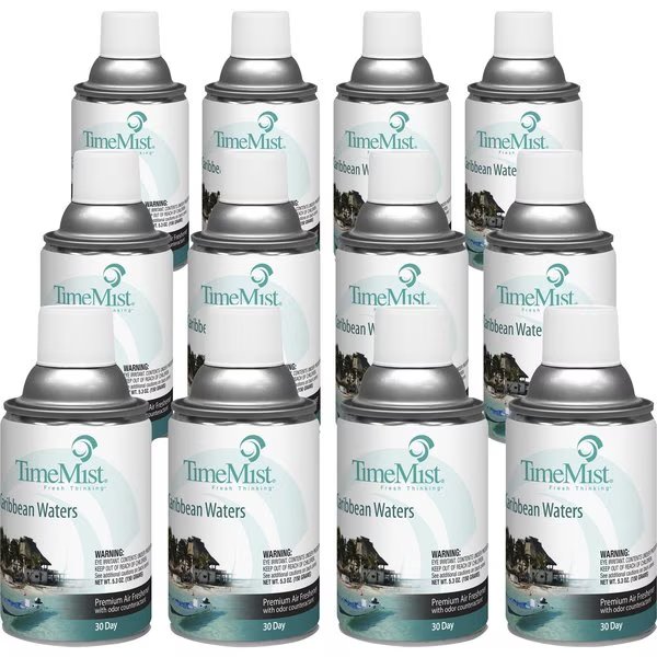 Fragrance Refill, f/Metered Disp, 6.6oz, , Caribbean Waters, PK 12, Timemist, Mfr#: TMS1042756CT