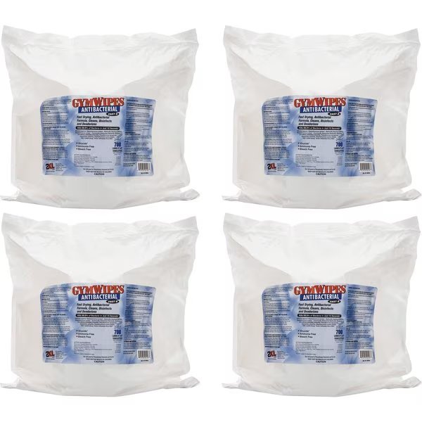 GymWipes Antibacterial Towelettes Bucket Refill, White, Bag, 2Xl, Mfr#: TXLL101CT