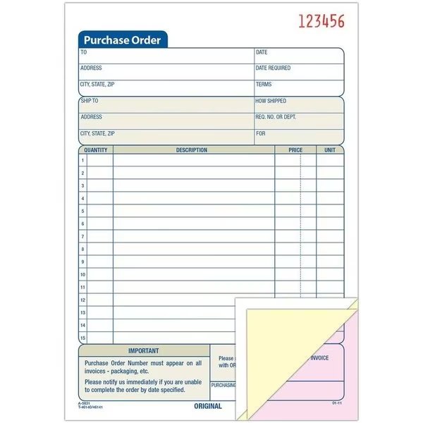 Form, Cbls, Purchorder, 3Part, Adams, Mfr#: ABFTC5831