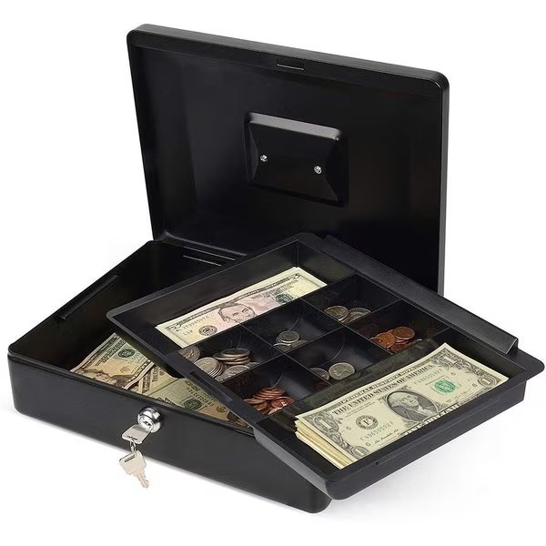 Security Box, 9"Wx12-1/2"Lx4"H, Black, Carl Mfg, Mfr#: CUI82012