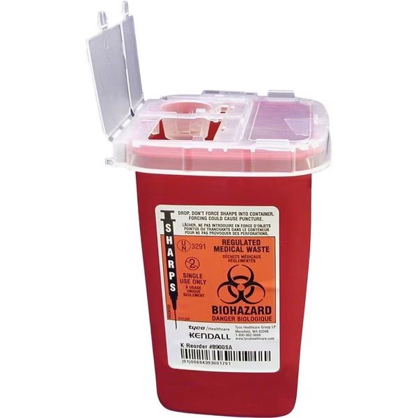 Phlebotomy Sharps Container W/Clear Lid, Flip Top, 1 Qt., RD, Covidien, Mfr#: CVDSR1Q100900
