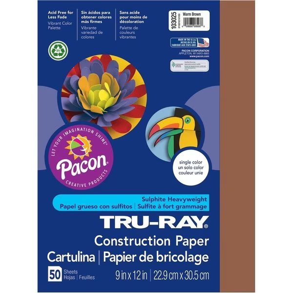 Paper, Const, 9X12, Brown, 50Sh Pk, Tru-Ray, Mfr#: PAC103025