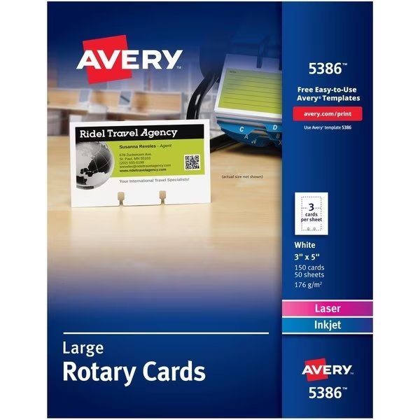 Cards, Rotary, Lsr/Inkjt, 150 150PK, Avery, Mfr#: AVE5386