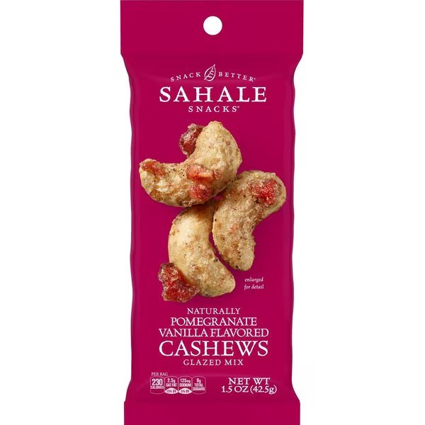 Folgers Pomegranate/Vanilla Cashews Glazed Snack Mix, 18PK, Sahale Snacks, Mfr#: SMU00328