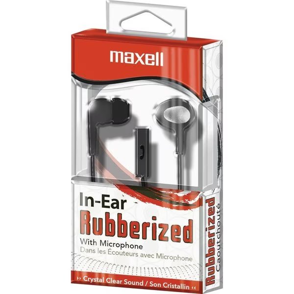 EARBUDS, WITH MIC &REMOTE, BK, Maxell, Mfr#: MAX190300