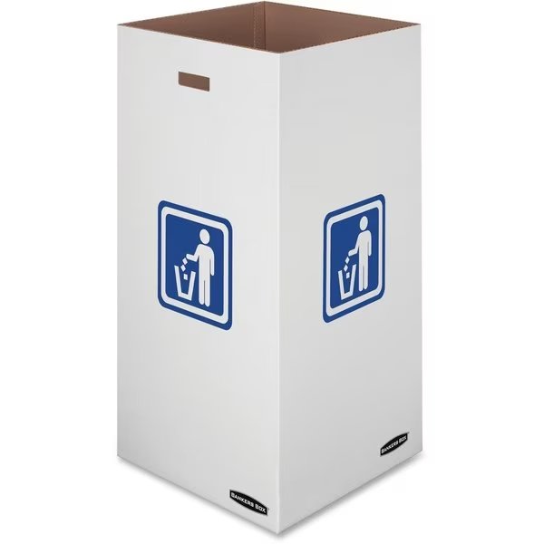 50 gal Waste & Recycling Bins, White, Bankers Box, Mfr#: FEL7320201