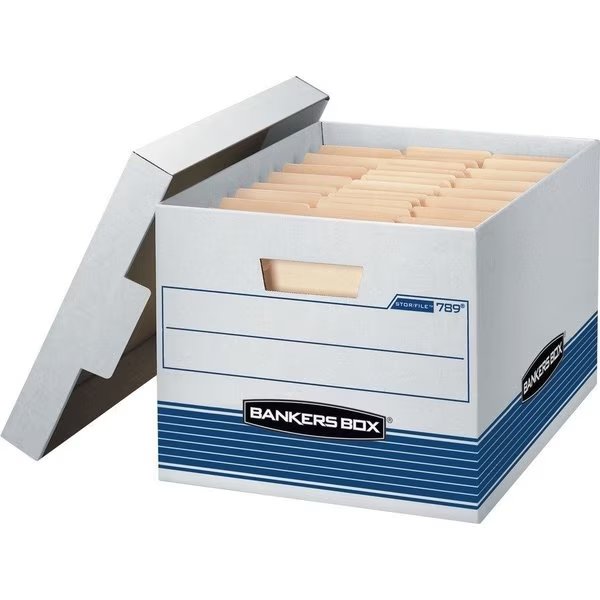 Quick/Stor Box, 12"x15-1/4"x10-1/4", 4CT, White/Blue PK, Bankers Box, Mfr#: FEL0078907