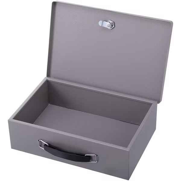 Security Chest, w/2 Keys, Steel, 12-3/4"x8-1/4"x3-3/4", Gray, Sparco, Mfr#: SPR15502