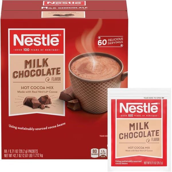 Hot Cocoa Mix, 20.2 g, Chocolate, 60PK, Nestle, Mfr#: NES26791