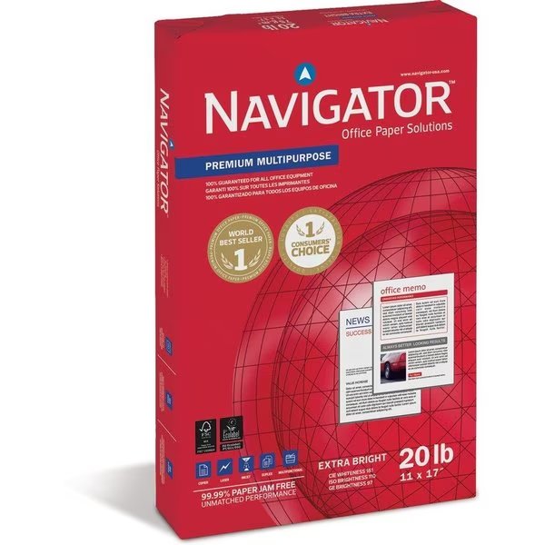 Paper, 20#, 97Br, 11X17, Brw Pk, Navigator, Mfr#: SNANMP1720
