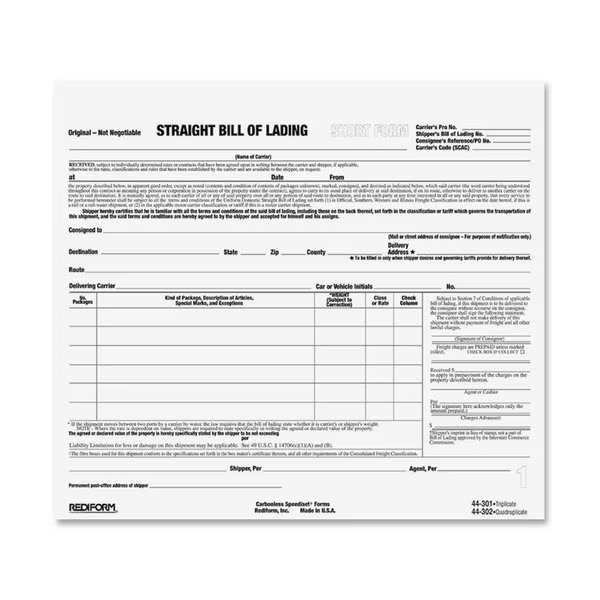 Form, Billoflading, Snap-Away Pk, Rediform, Mfr#: RED44301