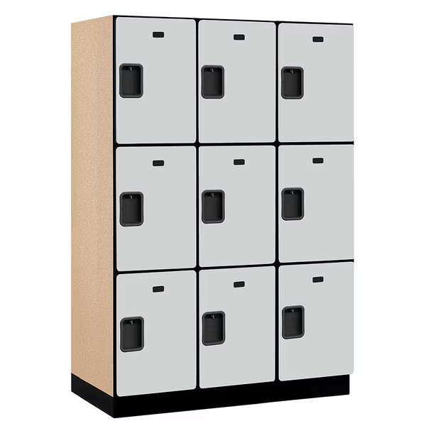 3 Tier Designer Locker, 54"Wx76"Hx21"D, 9 Door, Gray, Salsbury Industries, Mfr#: 18-23361GRY