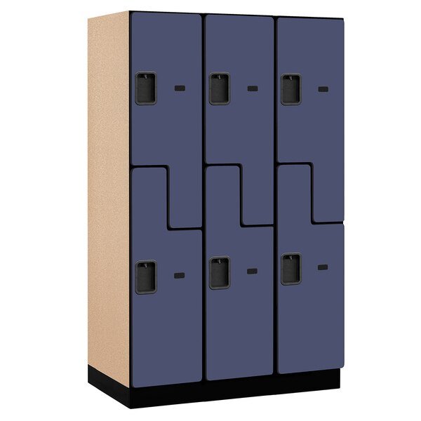 Wardrobe Locker, 45" W, 21" D, 76" H, (3) Wide, (6) Openings, Blue, Salsbury Industries, Mfr#: 27361BLU