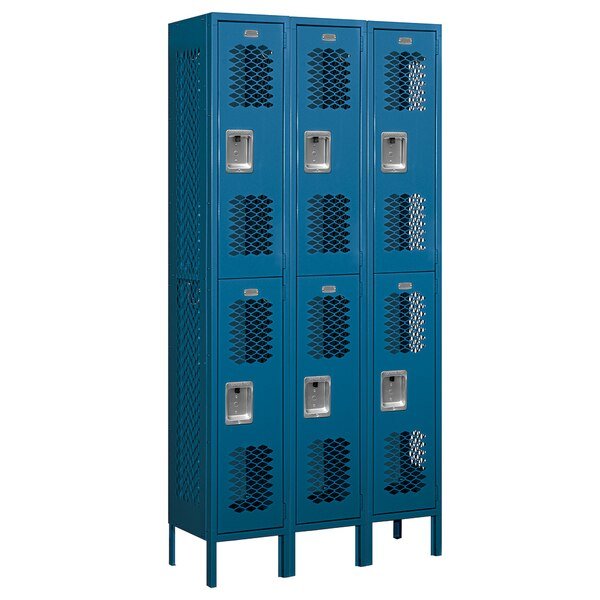 Wardrobe Locker, 36" W, 12" D, 78" H, (3) Wide, (6) Openings, Blue, Salsbury Industries, Mfr#: 72362BL-U